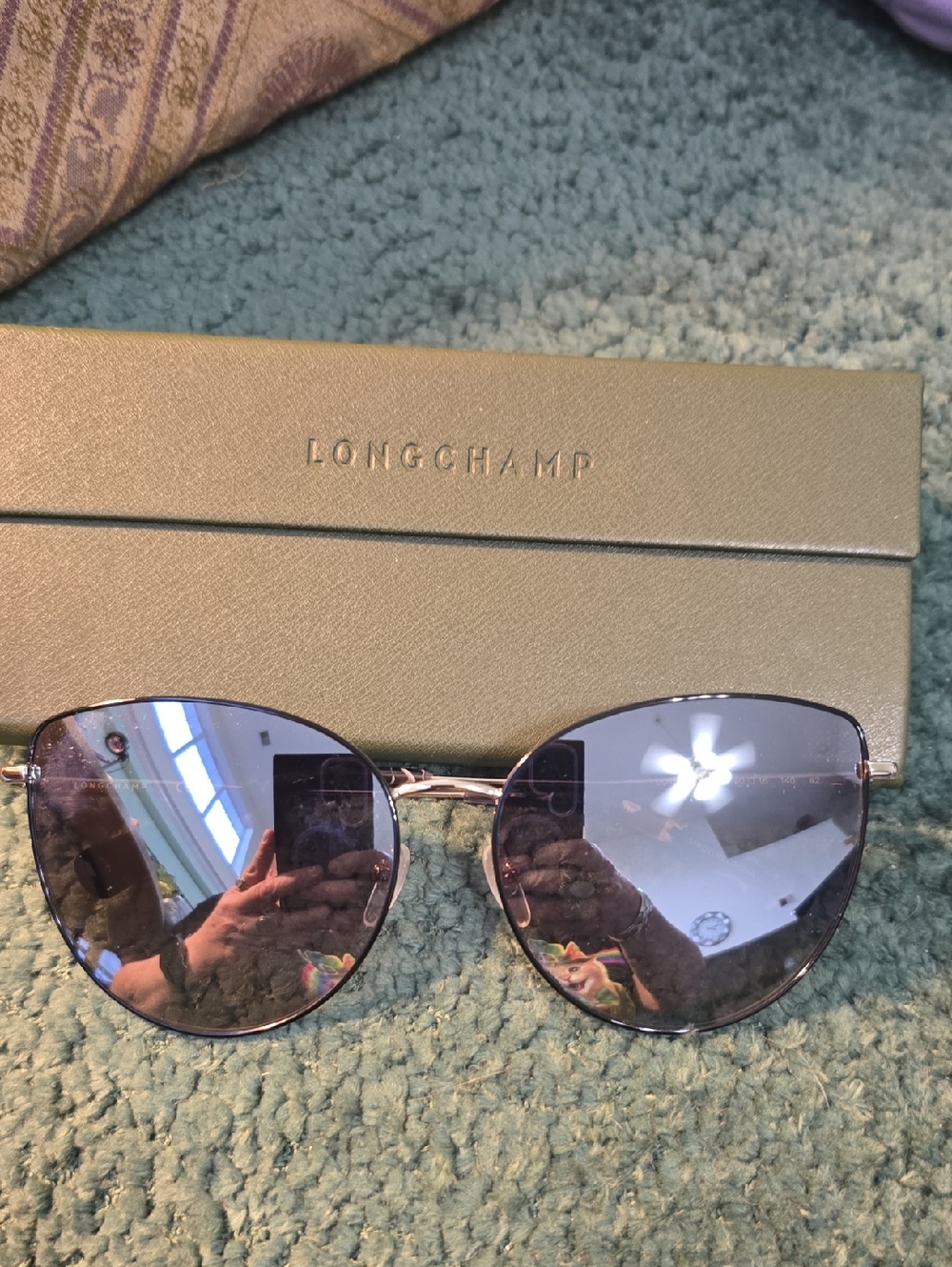Longchamp Women's Cat-Eye Sunglasses in Silver with Gray Mirrors
